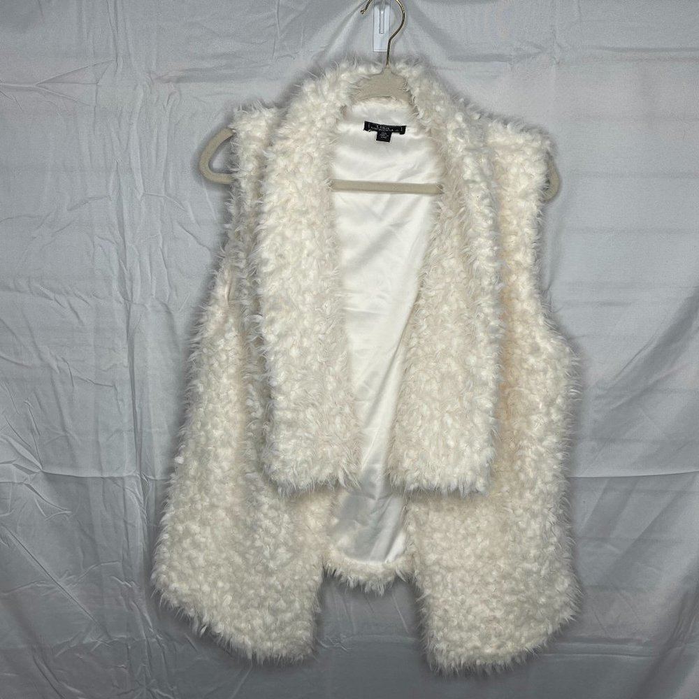 Lisa International White Fuzzy Vest